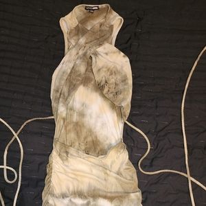 Green Tie Dye ruched midi dress size M